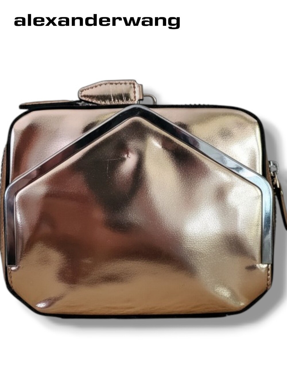 Alexander Wang Adriel Metallic Rose Gold Leather Clutch